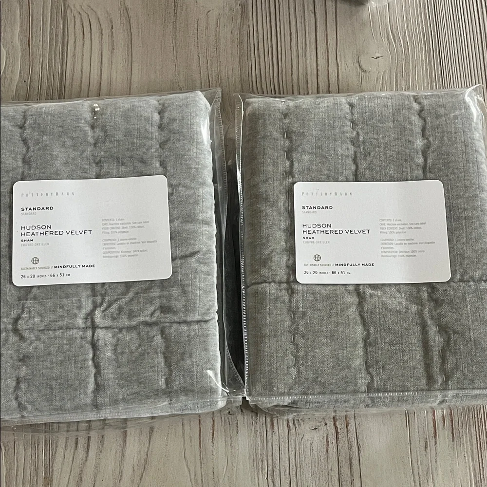 Pottery Barn set of 2 Hudson Heathered velvet sham standard size 26 x 20